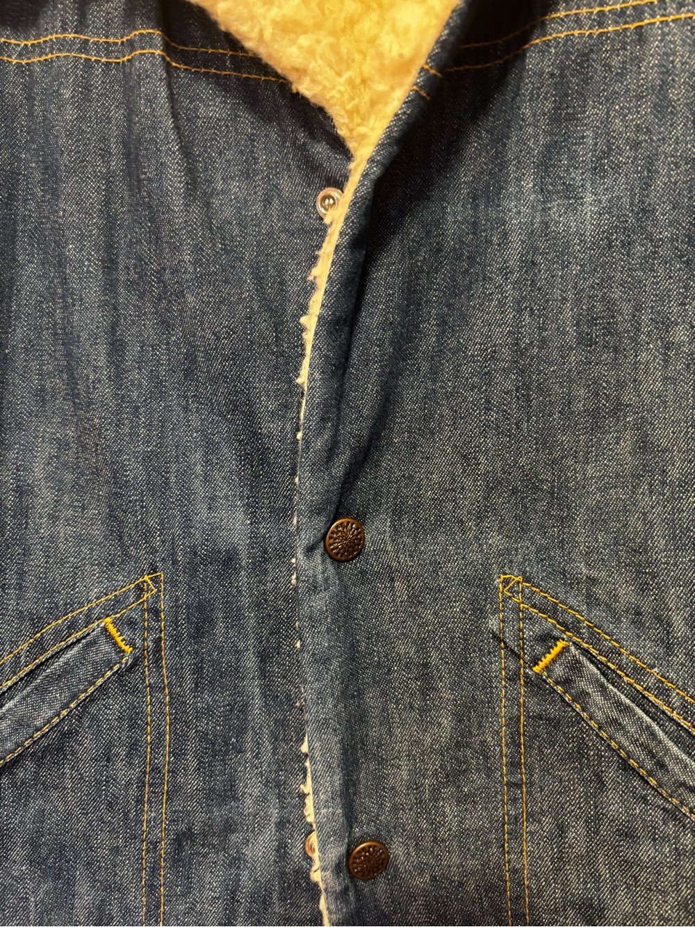 Vintage Denim Sherpa-Lined Jacket - Blue